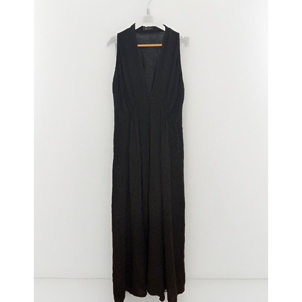 Mes Demoiselles Linen Black Ridland Dress Size 36 Maxi Long Boho small medium
